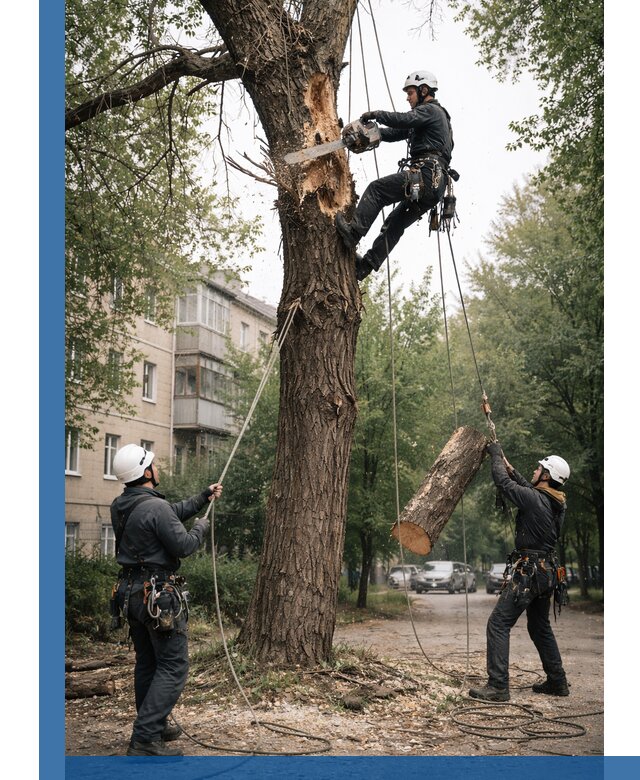 Срочное удаление аварийных деревьев в Саяногорске с гарантией безопасности