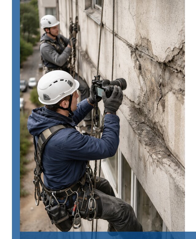 Фотофиксация дефектов фасада с высотной съемкой в Саяногорске