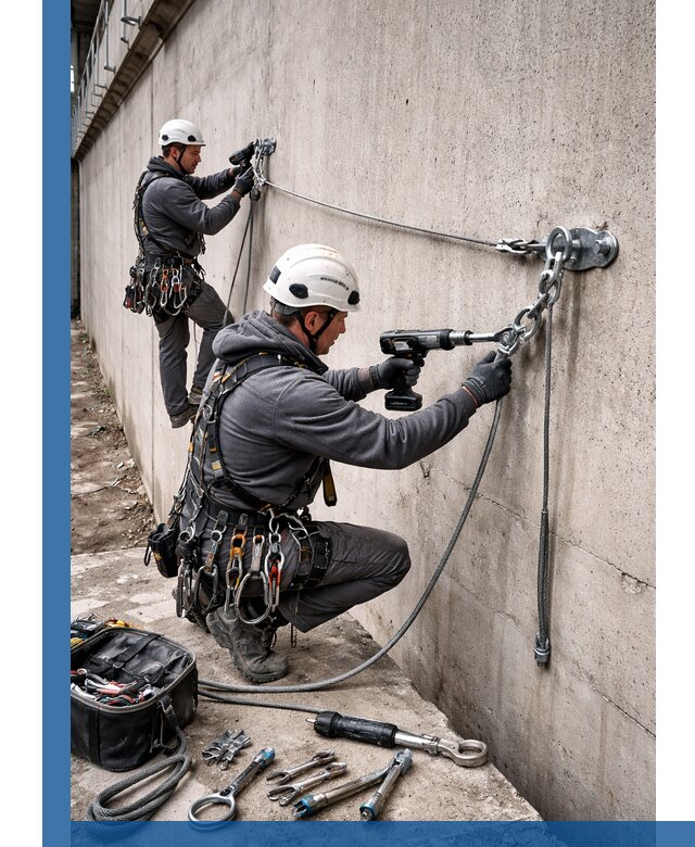 Монтаж анкерных линий высотной безопасности в Саяногорске