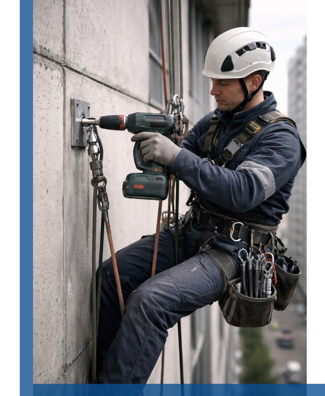 Установка анкерных точек для высотных работ в Саяногорске