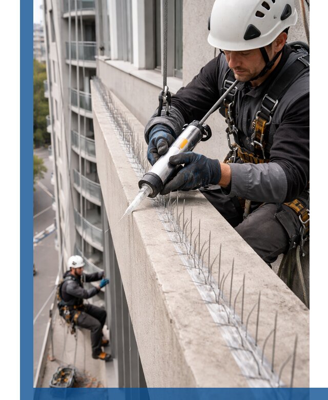 Установка шипов от птиц на фасадах и кровлях в Саяногорске